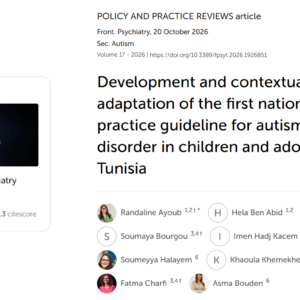 Article scientifique – Recommandation nationale TSA en Tunisie, Frontiers in Psychiatry 2026